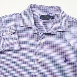Ralph Lauren Shirt Mens Extra Large Purple Blue Check Performance Blue Pony